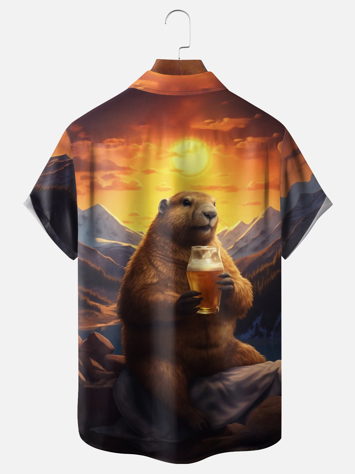 Moisture Wicking Groundhog Day Beer Chest Pocket Holiday Hawaiian Shirt