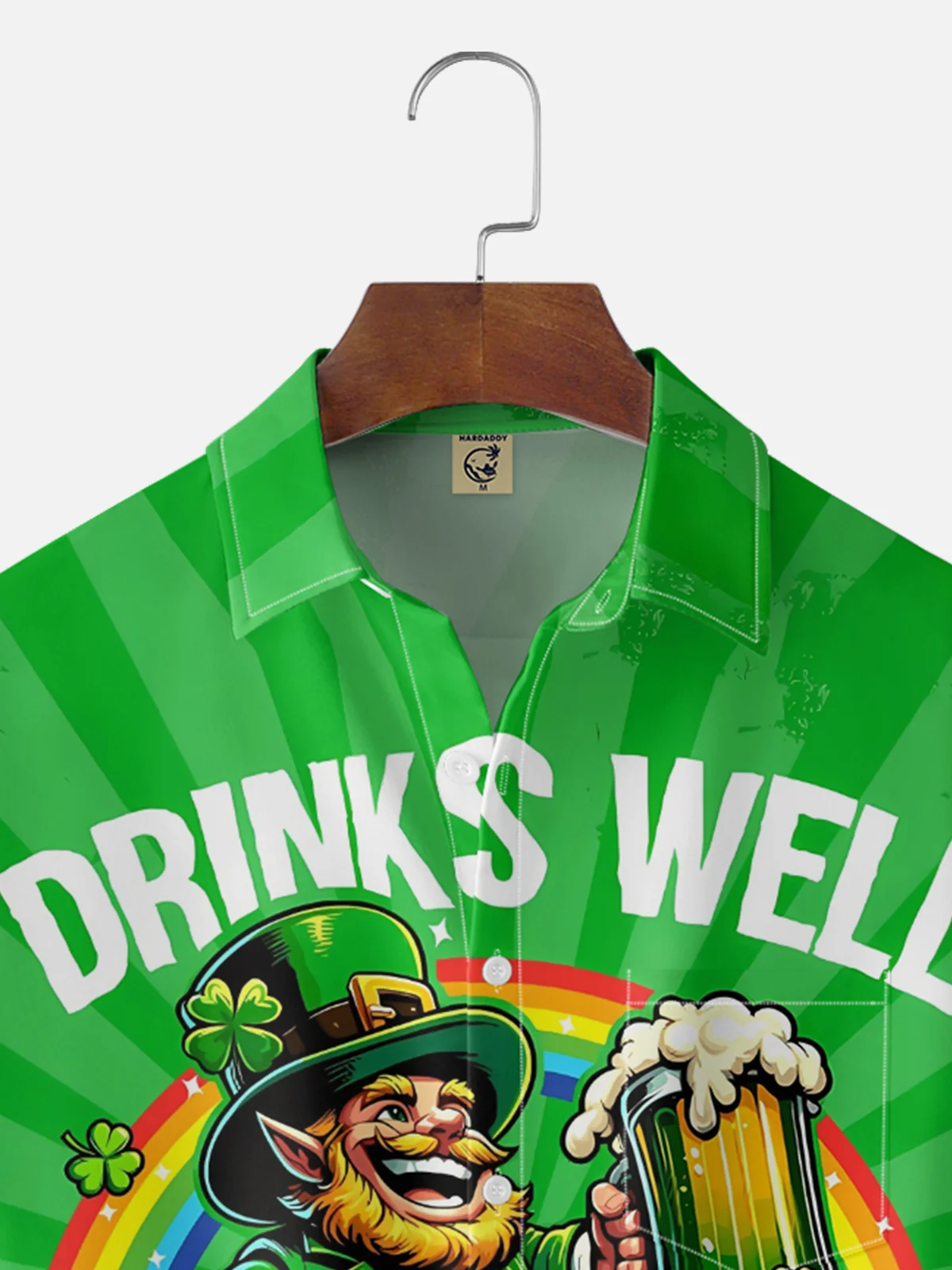 Moisture Wicking St. Patrick's Dwarf Beer Chest Pocket Holiday Hawaiian Shirt