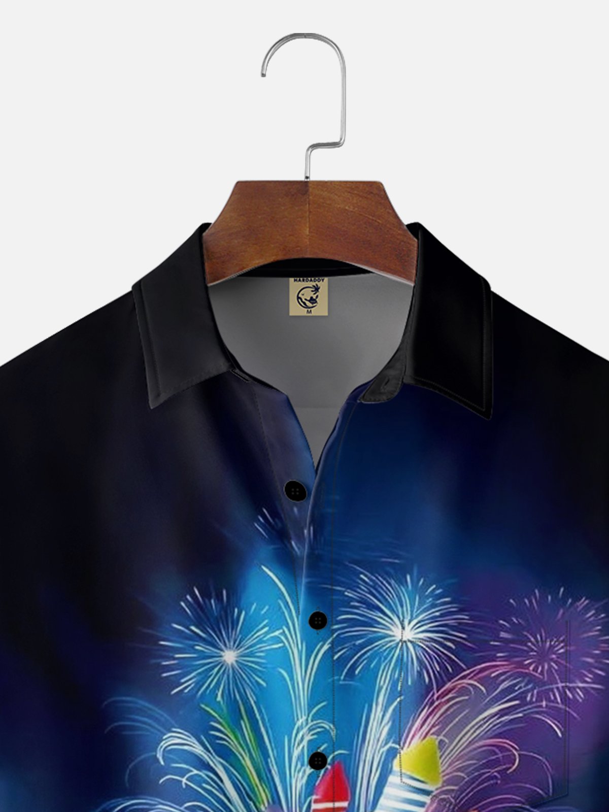 Moisture Wicking Happy New Year Chest Pocket Holiday Hawaiian Shirt