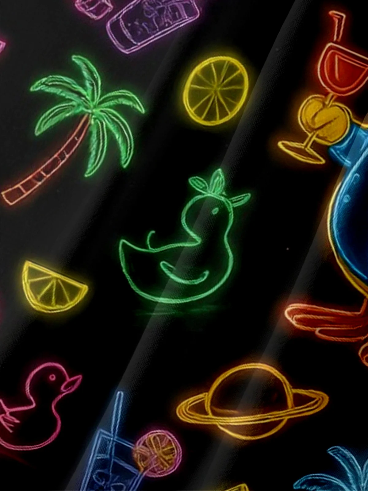 Moisture-wicking Yellow Duck Pineapple Coconut Tree Chest Pocket Hawaiian Shirt