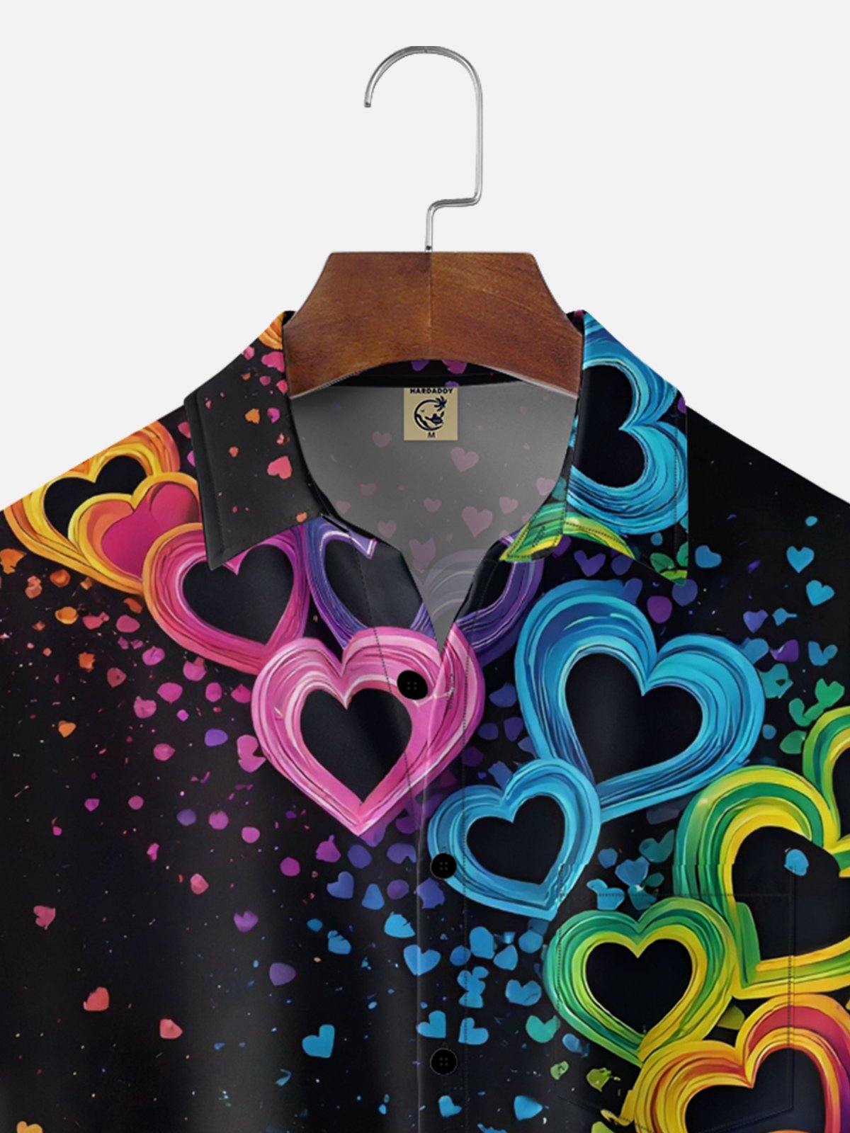 Moisture Wicking Valentine's Day Heart Chest Pocket Holiday Hawaiian Shirt