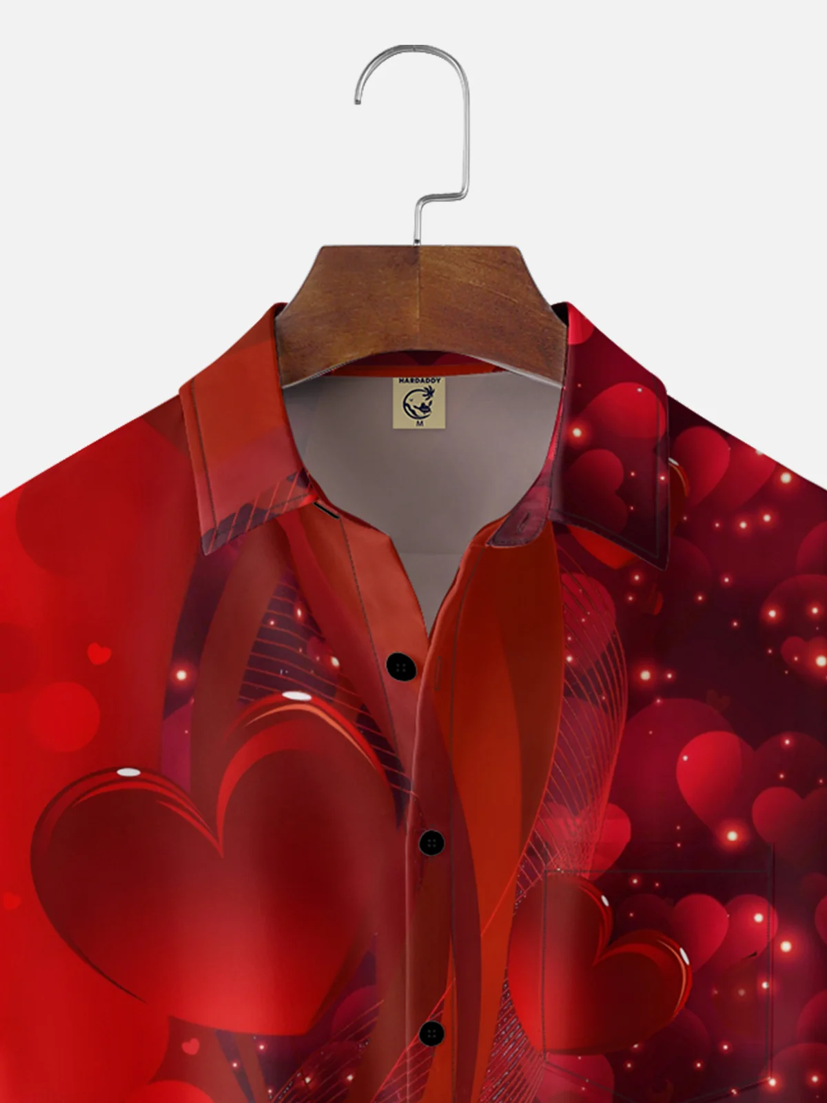 Moisture Wicking Valentine's Day Heart Chest Pocket Holiday Hawaiian Shirt