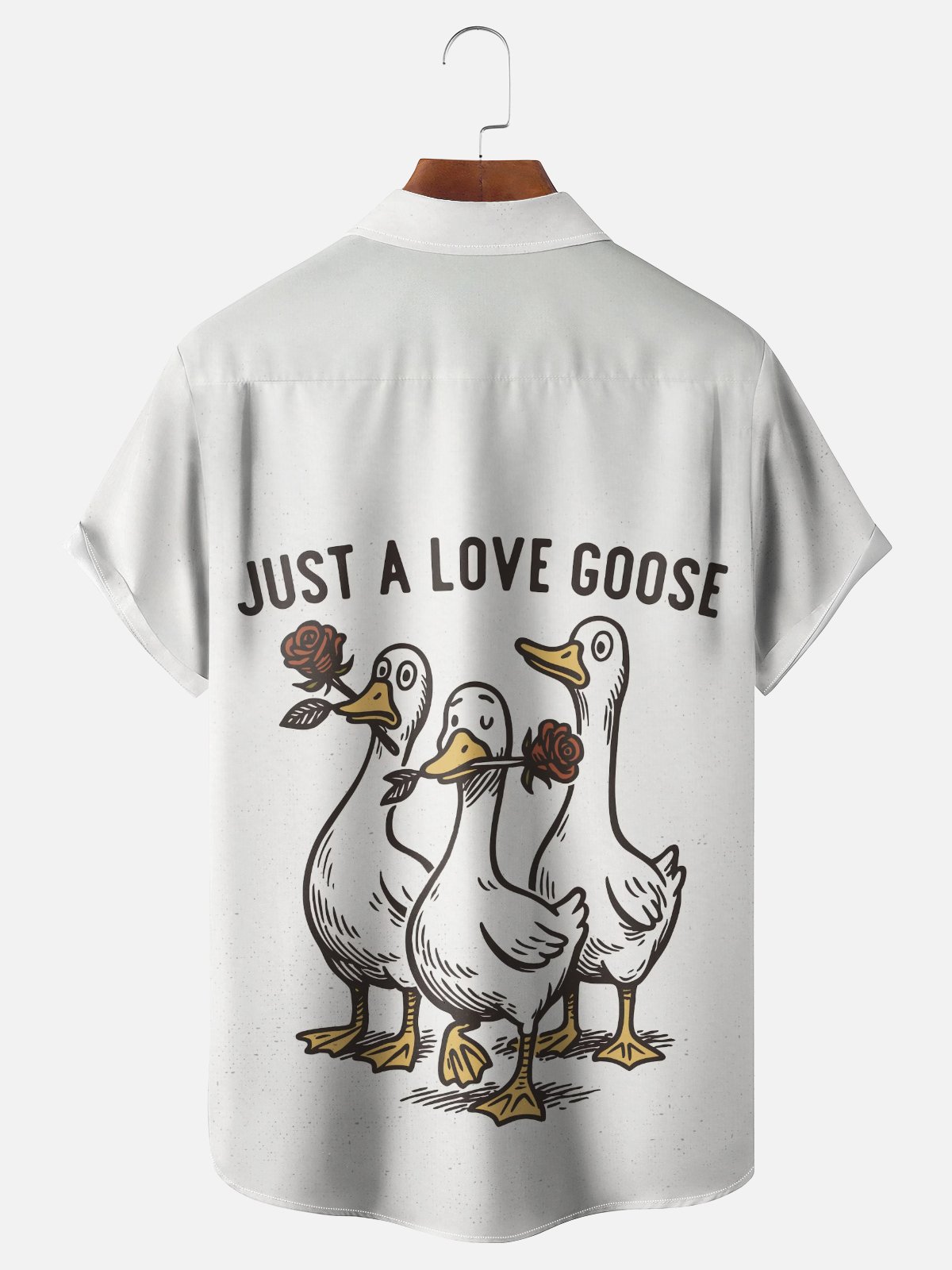 Moisture-wicking Just A Love Goose Valentine‘s Day Color Chest Pocket Casual Shirt