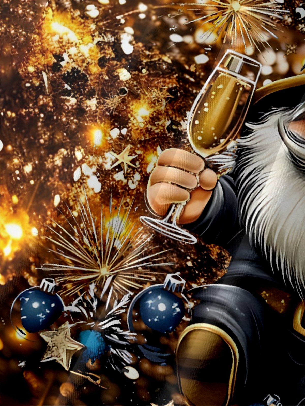 Moisture-wicking New Year Fireworks Gnome Fun Chest Pocket Casual Shirt