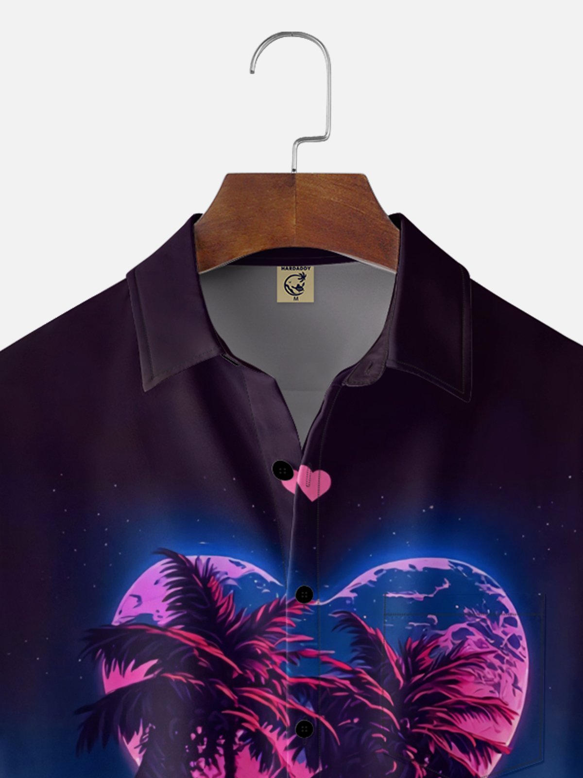 Moisture Wicking Hawaiian Beach Valentine's Day Heart Chest Pocket Holiday Hawaiian Shirt