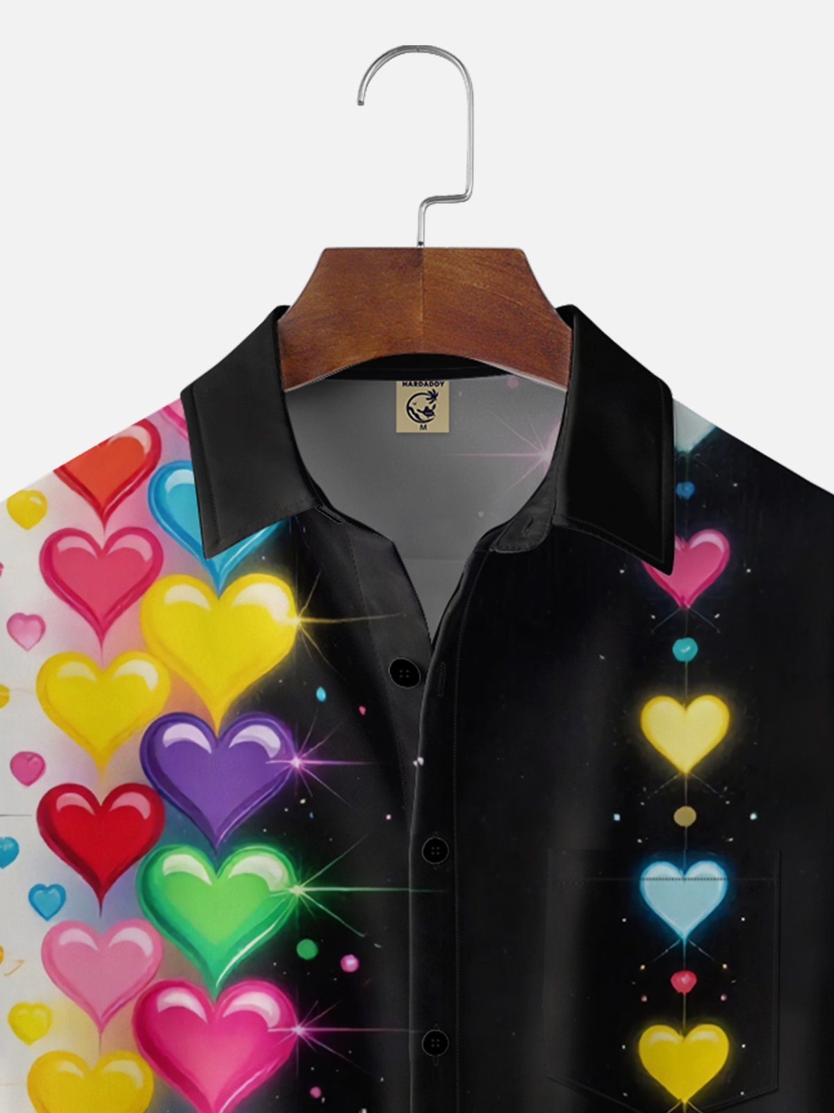 Moisture Wicking Valentine's Day Heart Chest Pocket Holiday Bowling Shirt