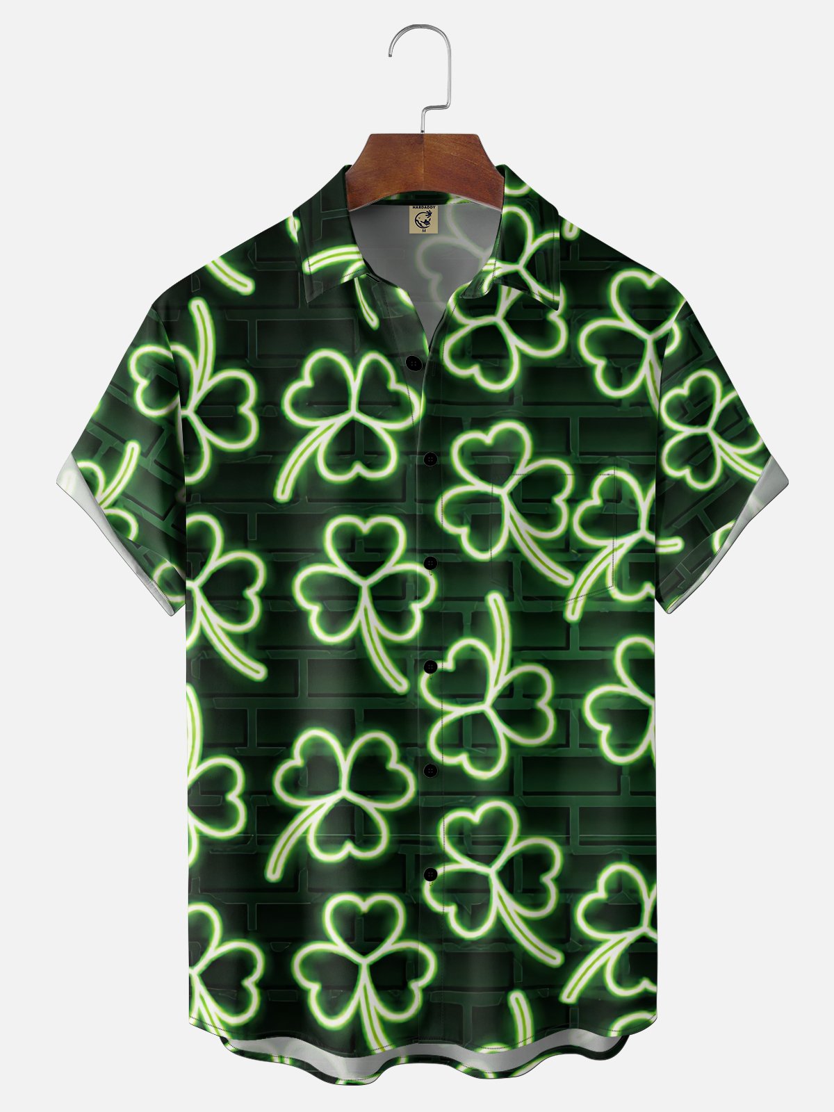 Moisture-wicking St. Patrick's Day Lucky Shamrock Art Chest Pocket Casual Shirt