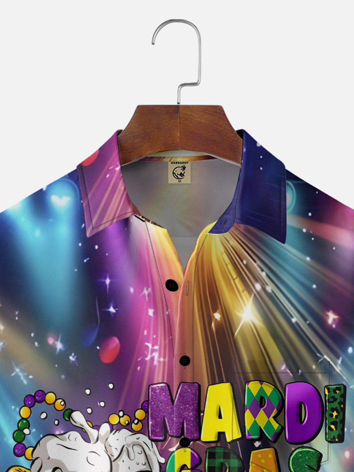 Moisture Wicking Gradient Abstract Carnival Beer Beaded Chest Pocket Holiday Shirt