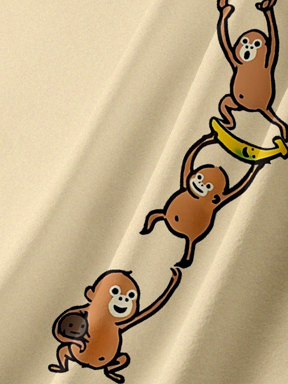 Moisture-wicking Monkey Banana Fun Art Chest Pocket Bowling Shirt