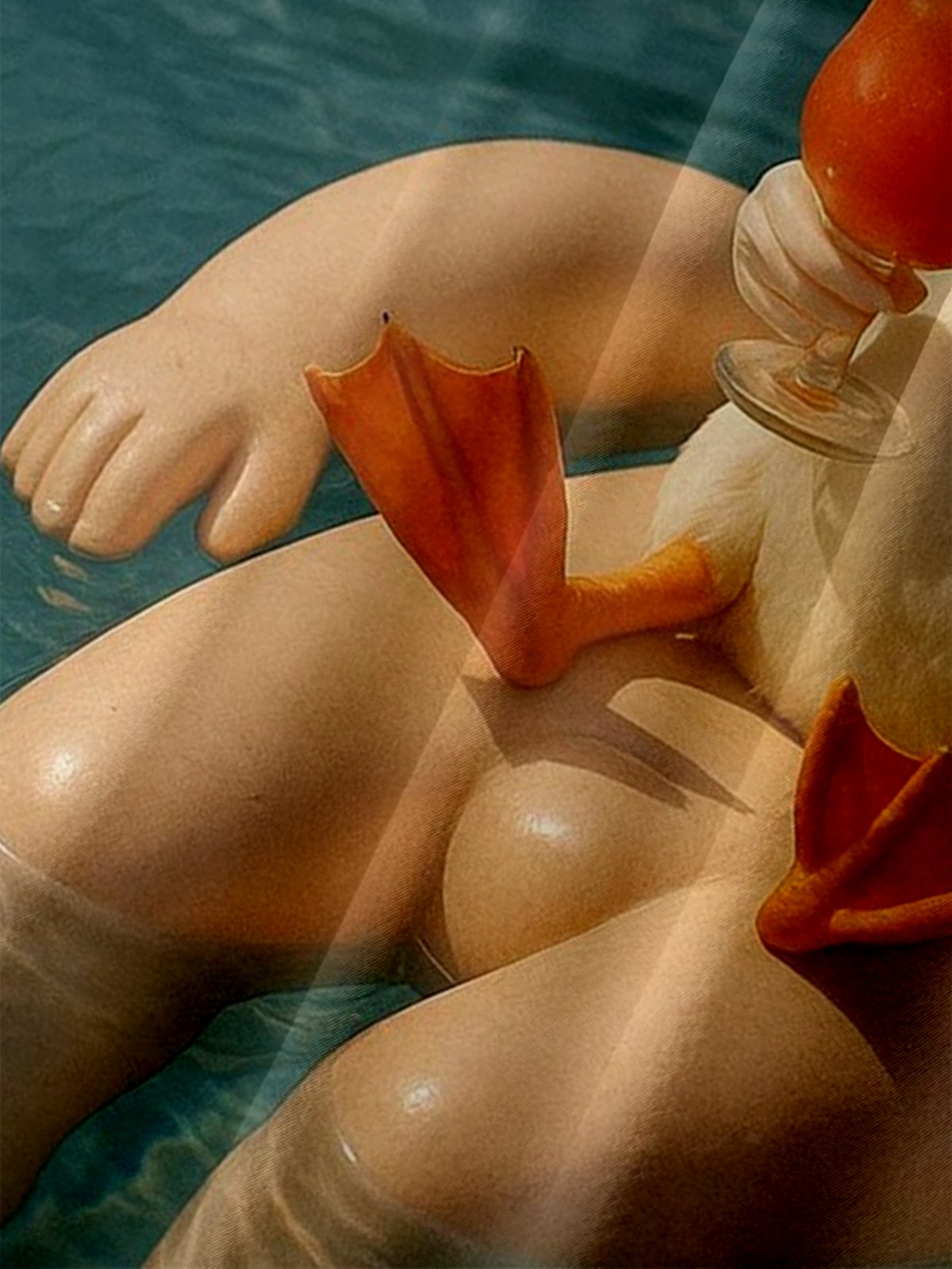 Moisture-wicking Duck Poolside Cocktail Playful Chest Pocket Hawaiian Shirt