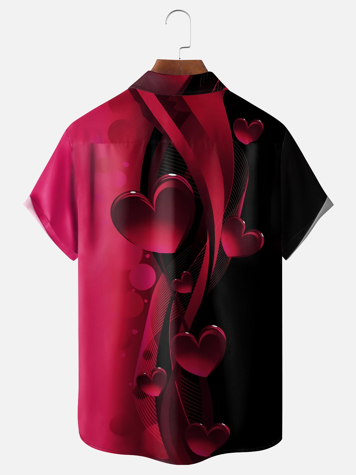Moisture Wicking Gradient Abstract Valentine's Day Heart Chest Pocket Holiday Shirt