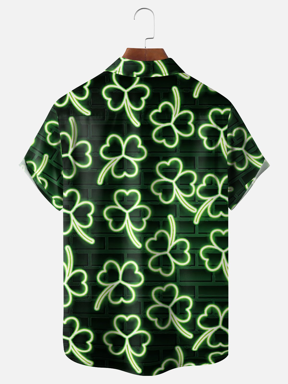 Moisture-wicking St. Patrick's Day Lucky Shamrock Art Chest Pocket Casual Shirt