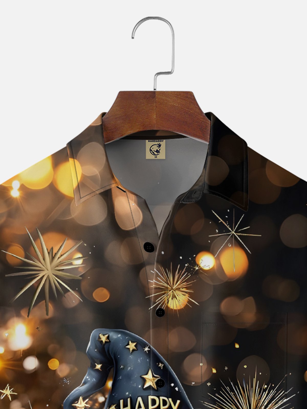 Moisture-wicking New Year Fireworks Gnome Fun Chest Pocket Casual Shirt
