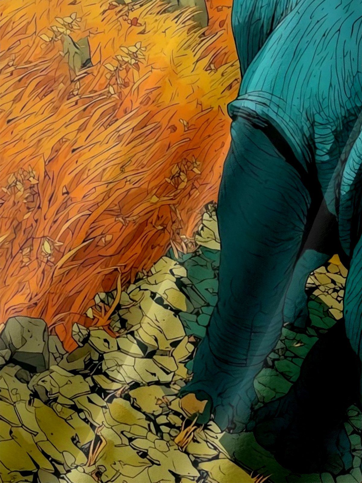 Moisture-wicking Rhino Landscape Art Painting Chest Pocket Hawaiian Shirt