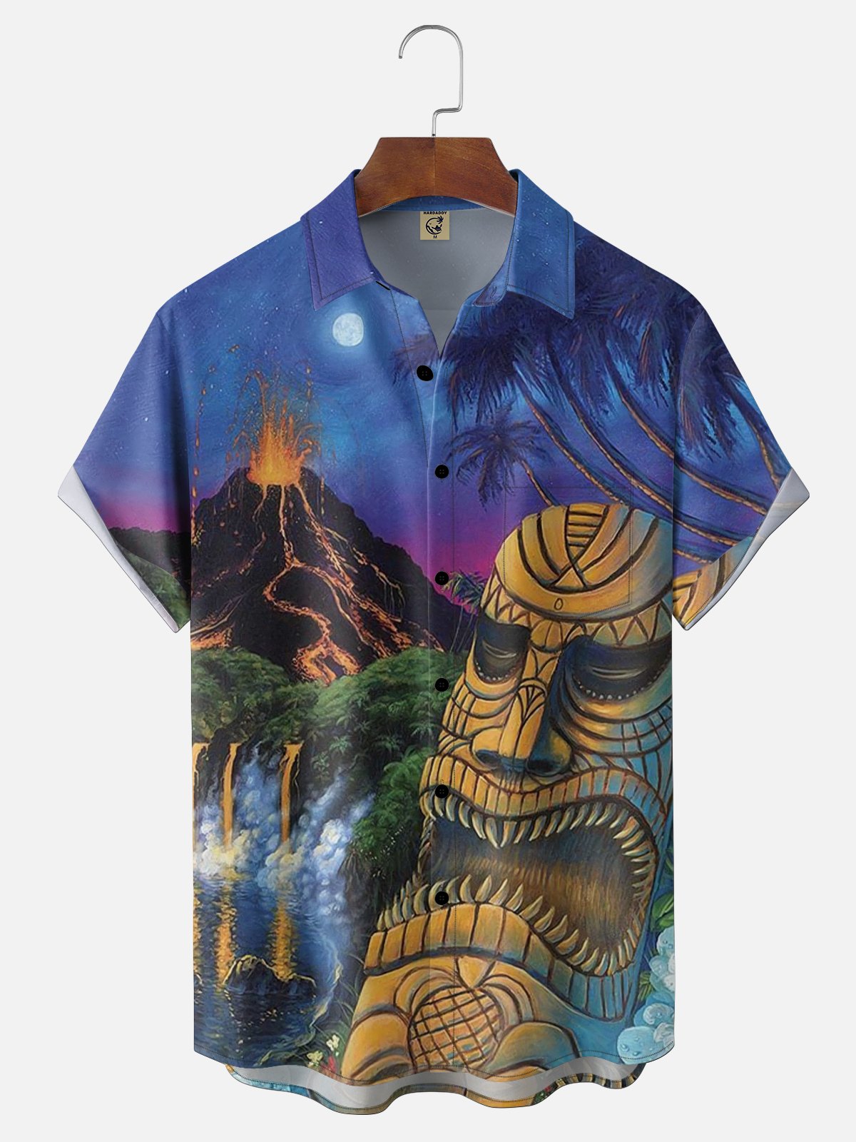 Moisture-wicking TIKI Artistic Fun Chest Pocket Hawaiian Shirt