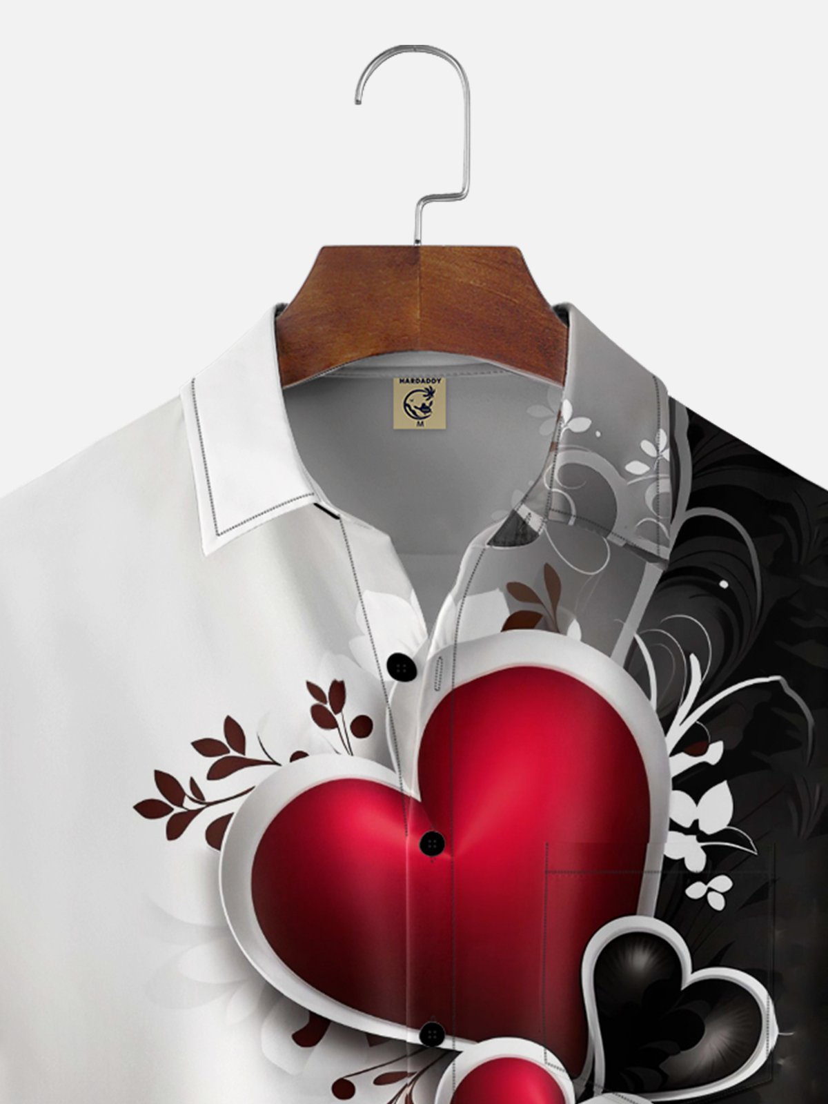 Moisture Wicking Valentine's Day Heart Chest Pocket Holiday Hawaiian Shirt