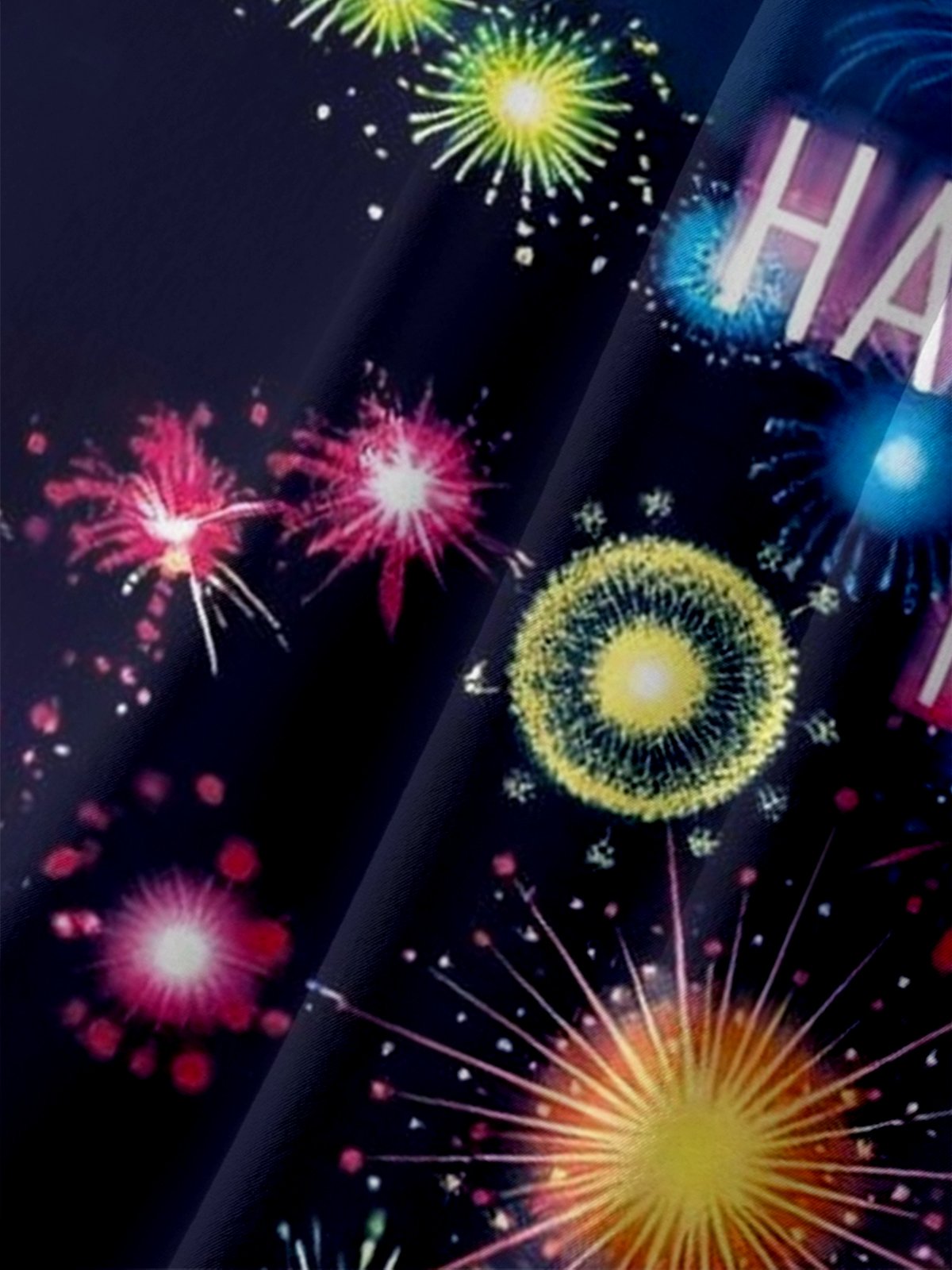 Moisture Wicking Happy New Year Chest Pocket Holiday Hawaiian Shirt