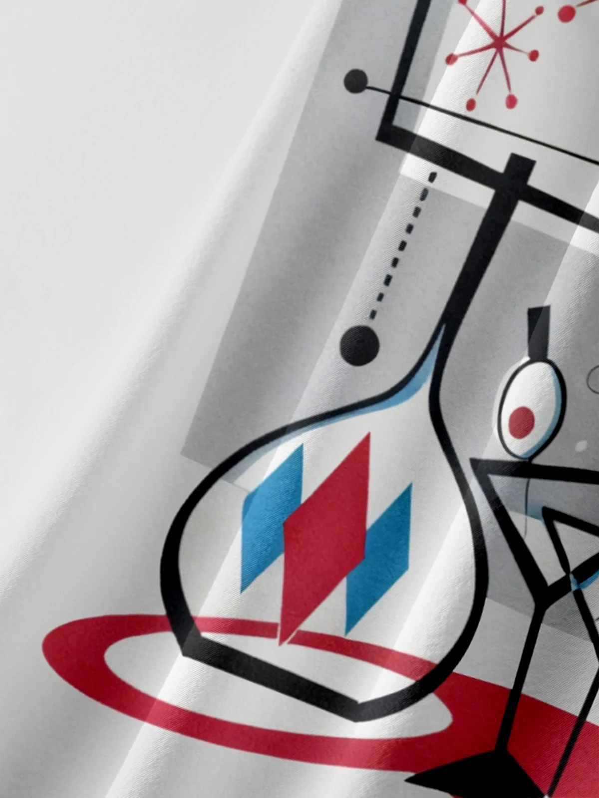 Moisture-wicking Mid-century Geomatric Cocktail Chest Pocket Hawaiian Shirt