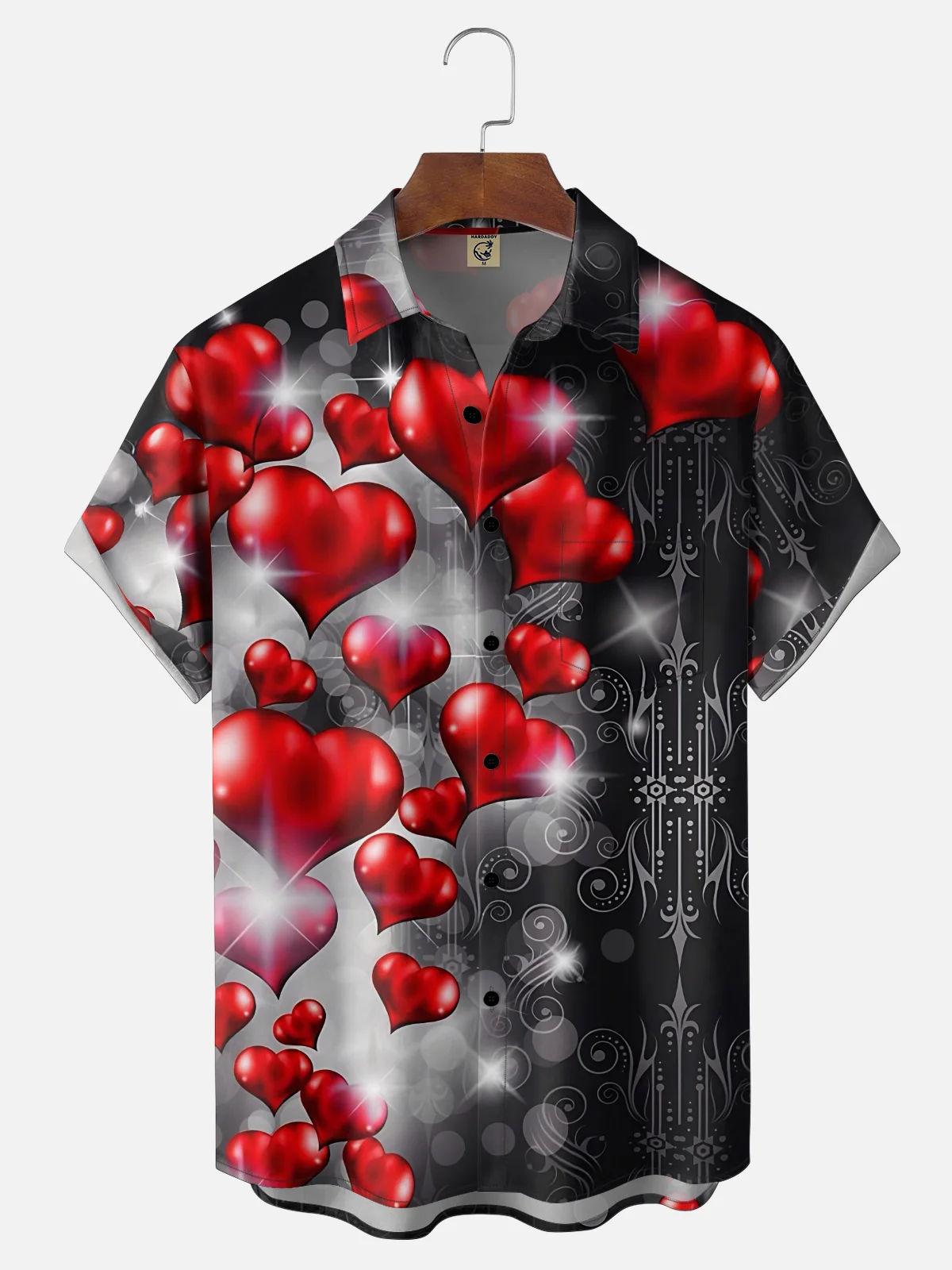 Moisture Wicking Valentine's Day Heart Chest Pocket Holiday Hawaiian Shirt