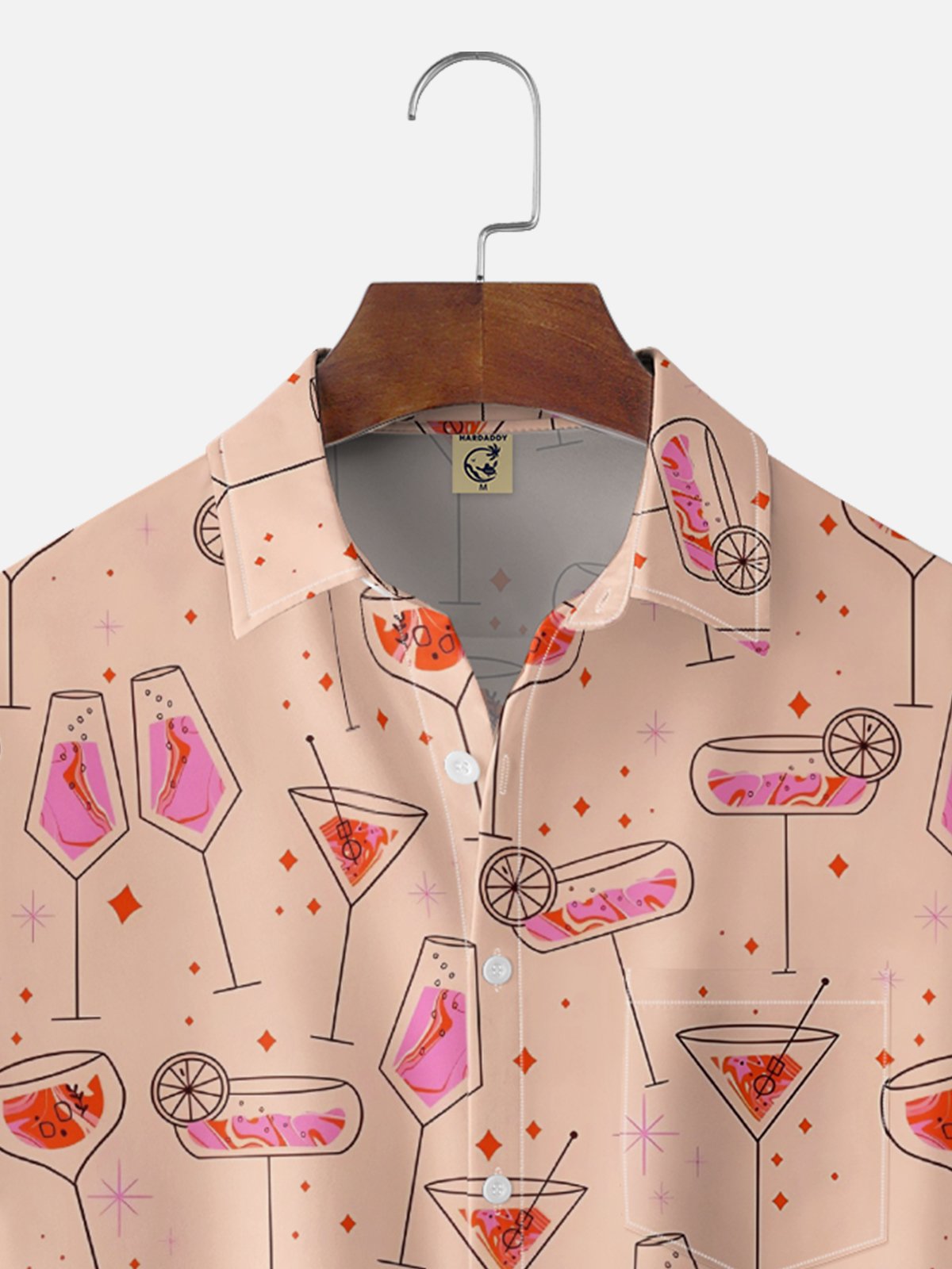 Moisture-wicking Cocktail Party Mid-century Geomatric Chest Pocket Hawaiian Shirt