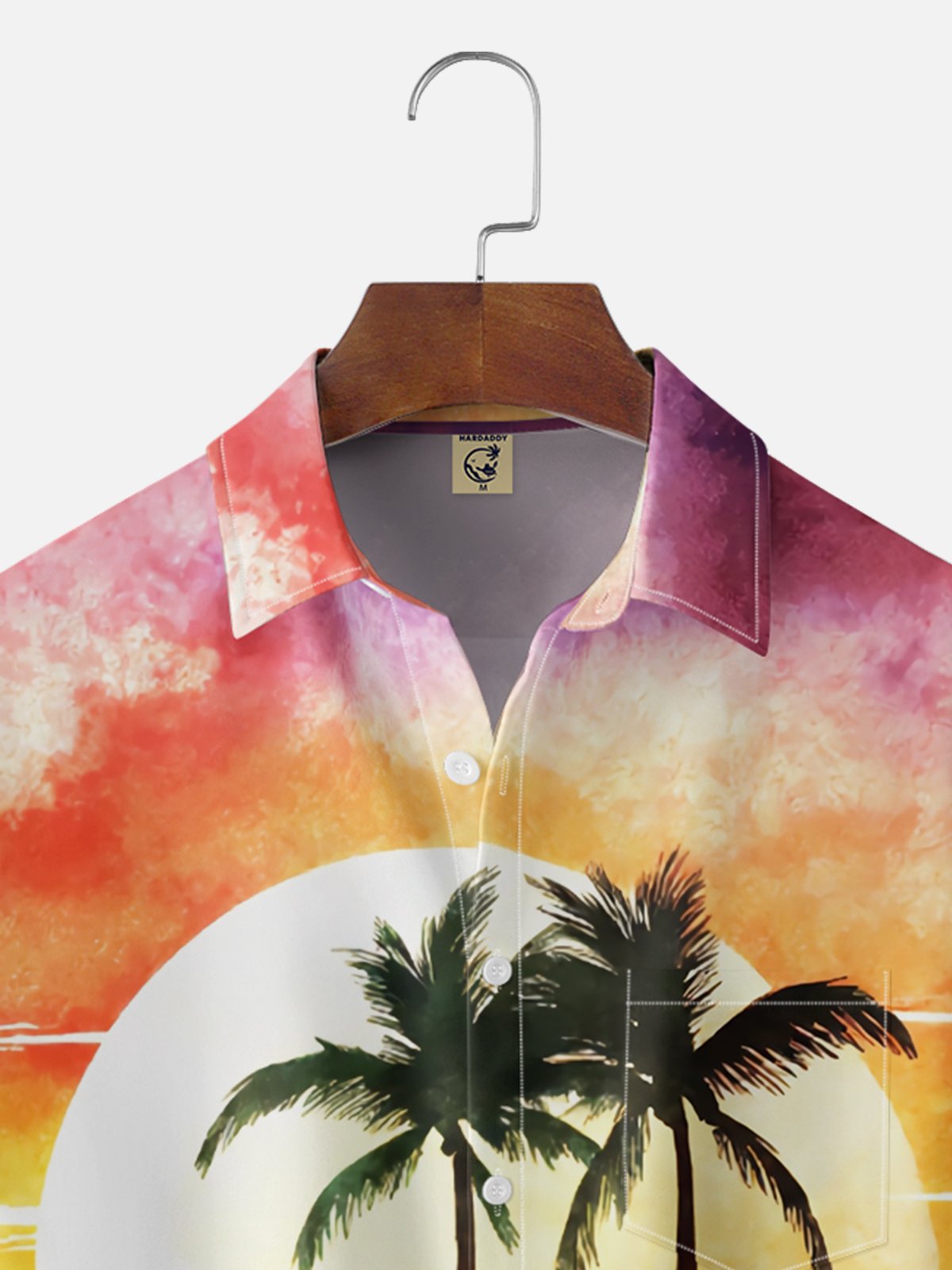 Moisture Wicking Sunset Scenery Vintage Car Vacation Chest Pocket Holiday Hawaiian Shirt
