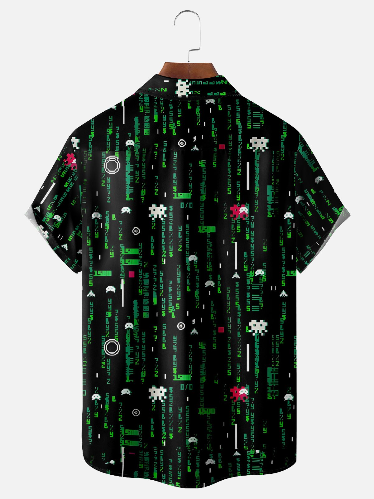 Moisture-wicking Matrix Raining Code Pixel Game Chest Pocket Casual ...