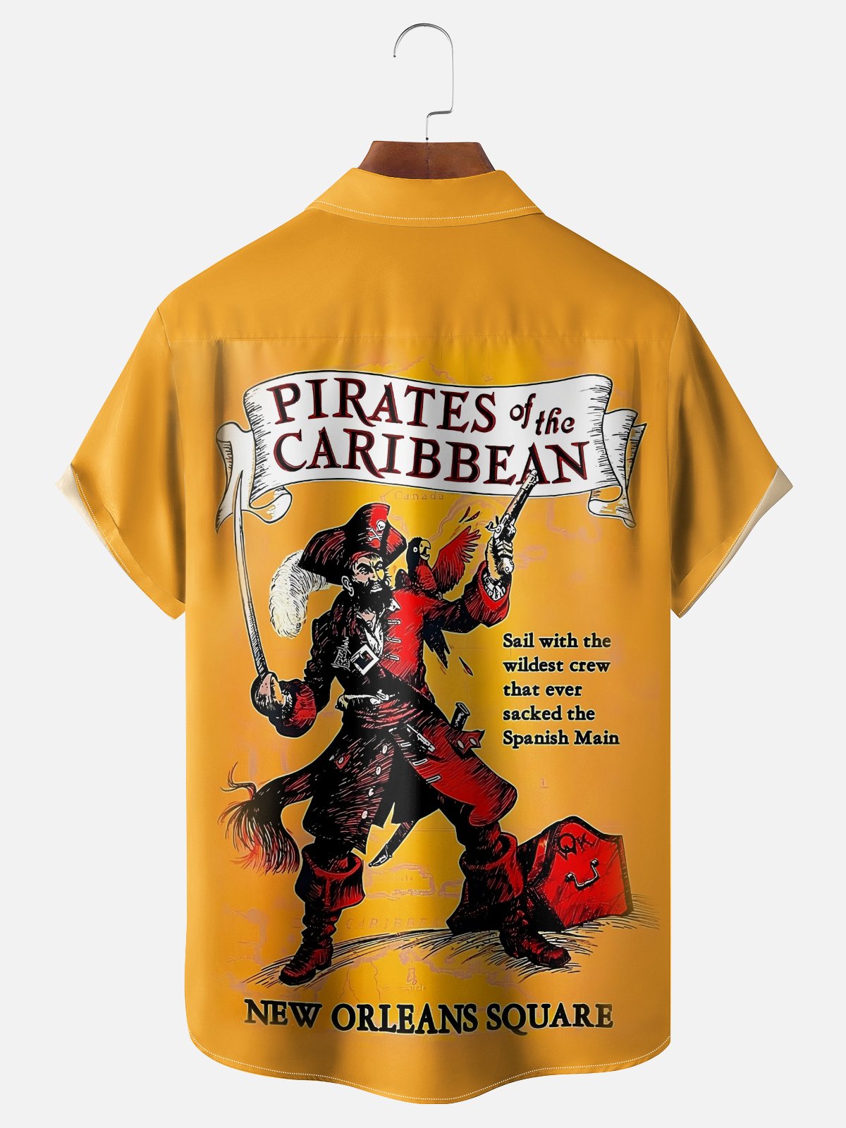 Moisture Wicking Caribbean Pirate Parrot Chest Pocket Holiday Shirt