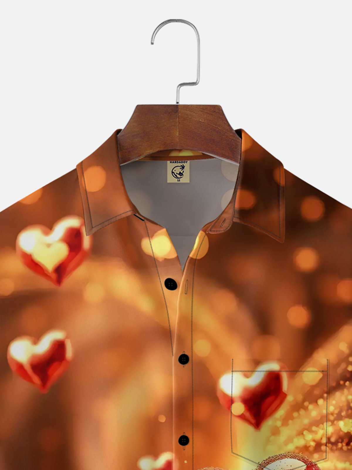 Moisture-wicking Valentine's Day Heart Shape Chest Pocket Casual Shirt