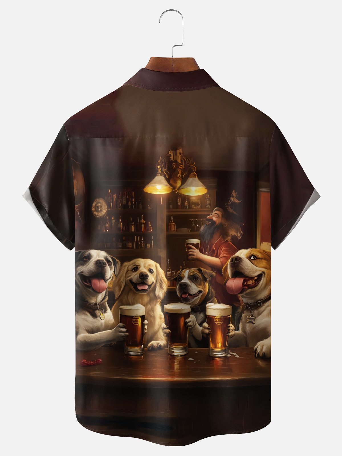 Moisture Wicking Gradient Cheers Beer Dog Cheers Pocket Holiday Shirt