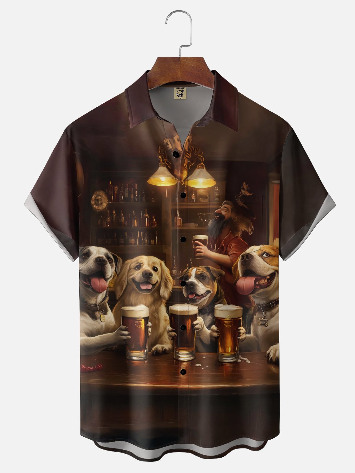 Moisture Wicking Gradient Cheers Beer Dog Cheers Pocket Holiday Shirt