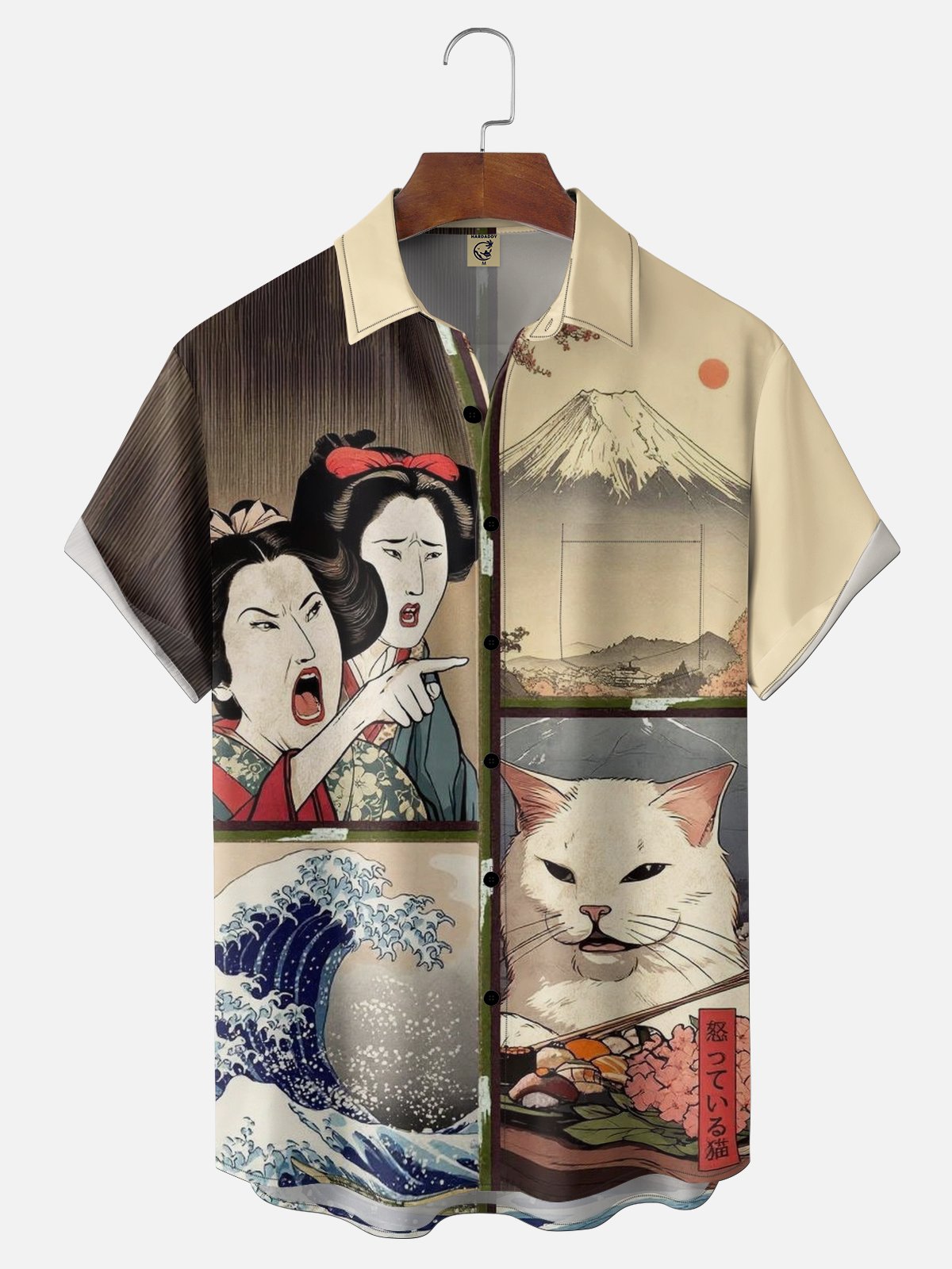 Moisture-wicking Ukiyo-e Woman Yelling At A Cat Chest Pocket Casual Shirt