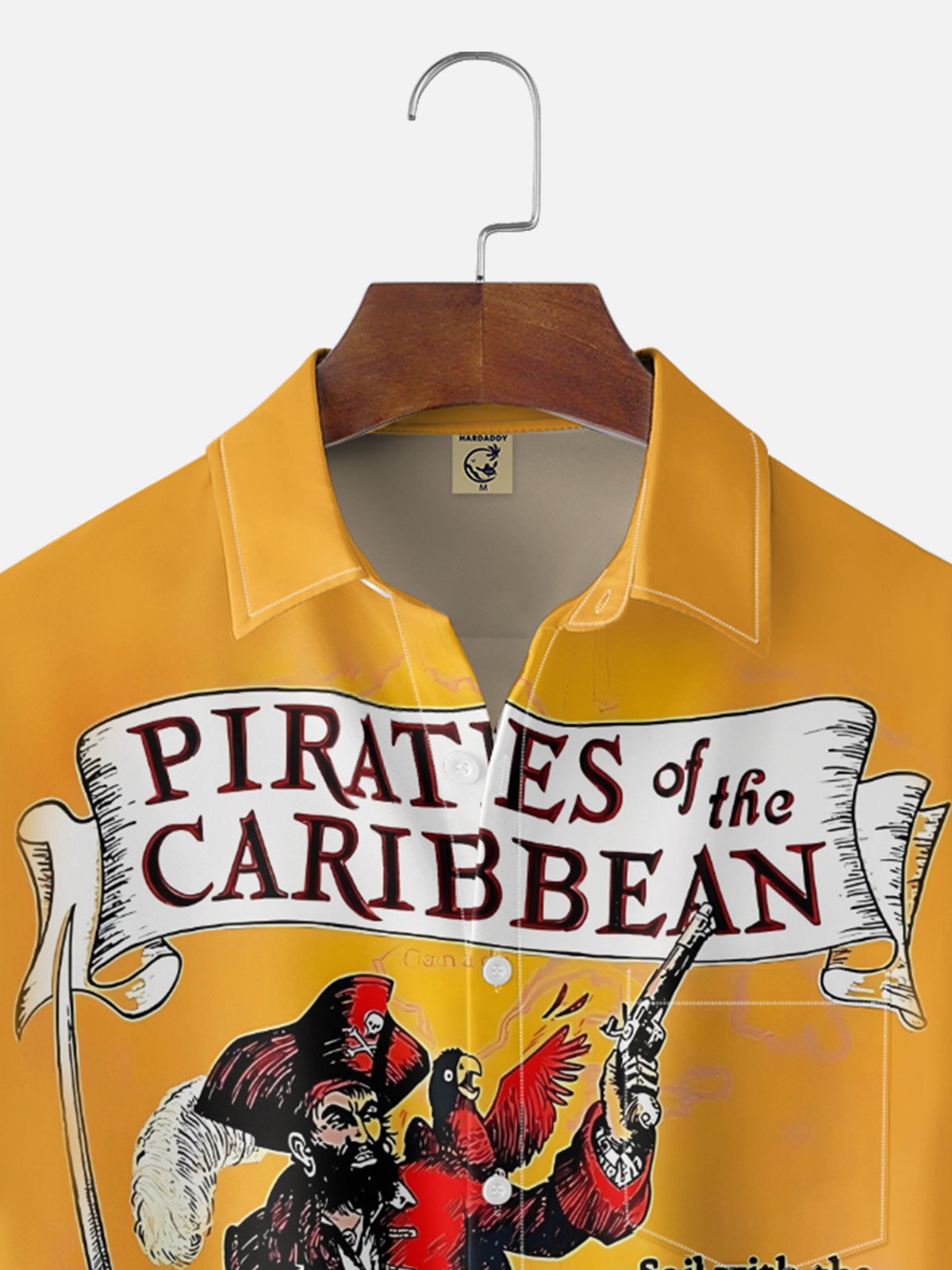 Moisture Wicking Caribbean Pirate Parrot Chest Pocket Holiday Shirt