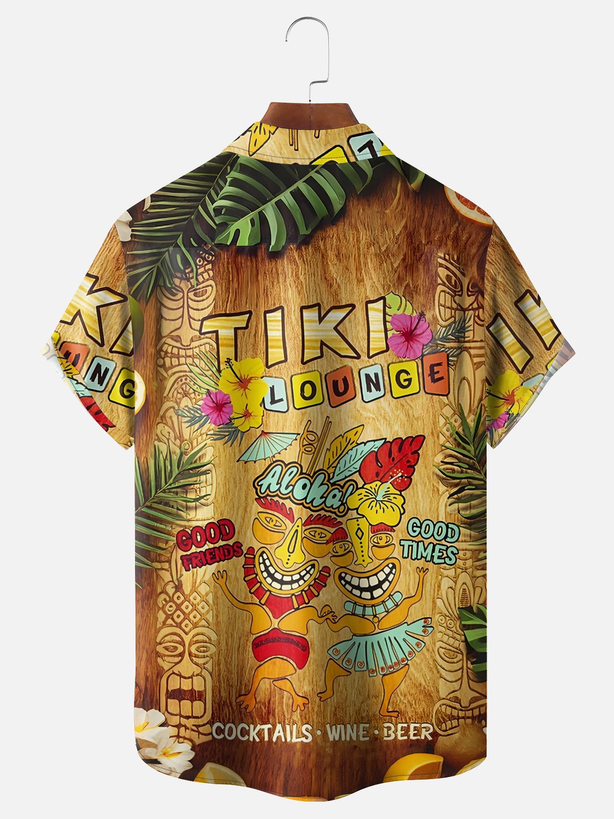 Moisture Wicking Tropical Plants And Flowers TIKI Chest Pocket Holiday Shirt