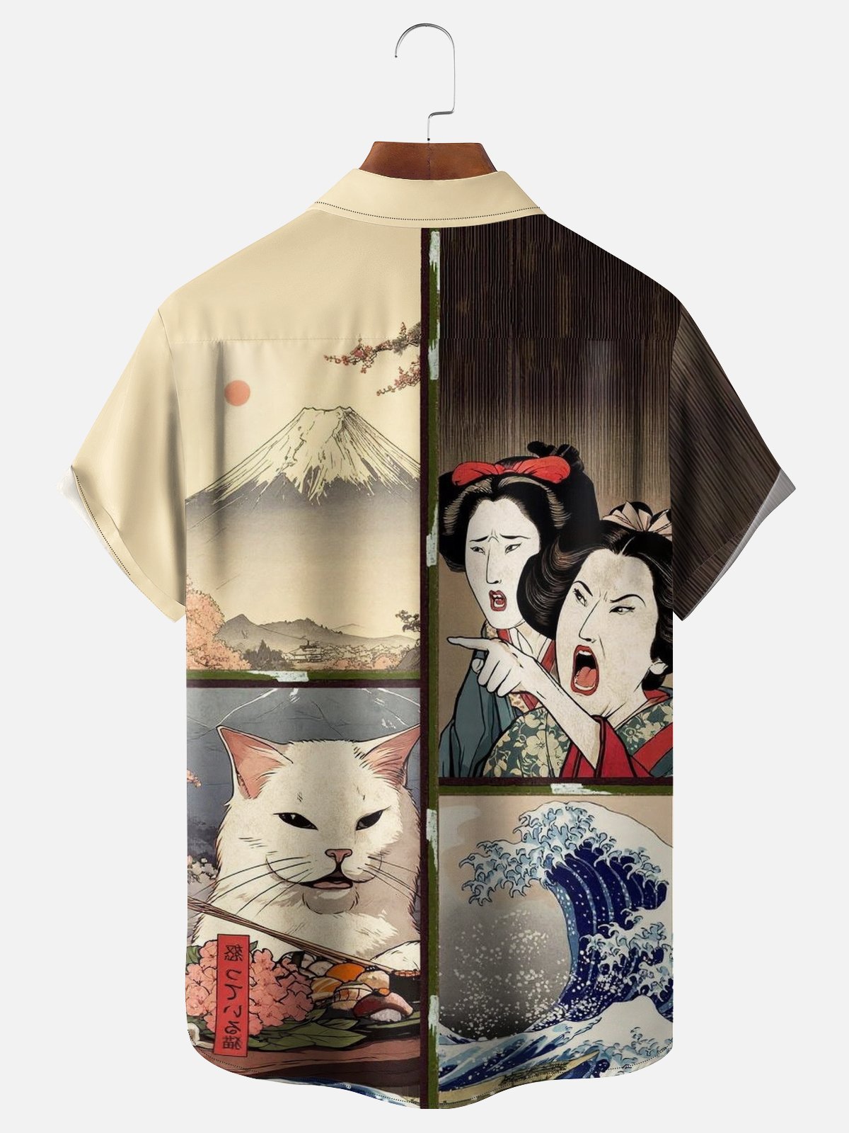 Moisture-wicking Ukiyo-e Woman Yelling At A Cat Chest Pocket Casual Shirt