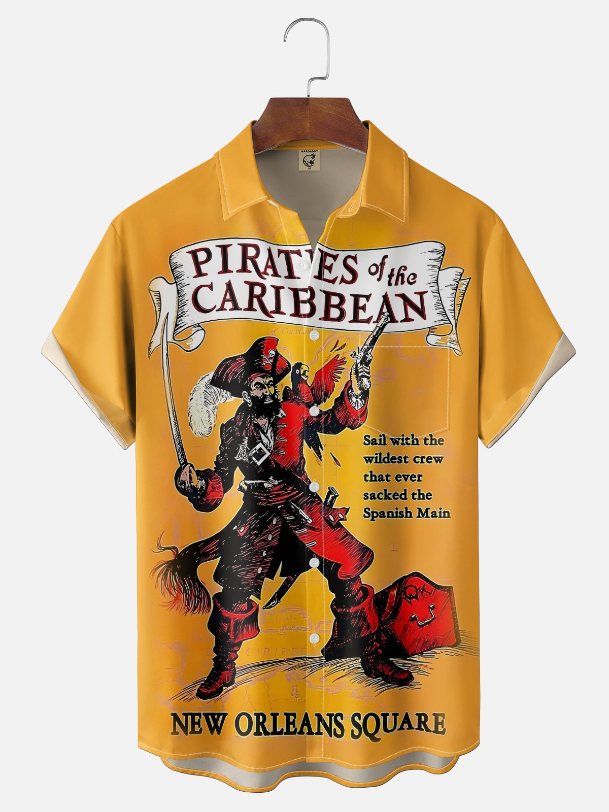 Moisture Wicking Caribbean Pirate Parrot Chest Pocket Holiday Shirt