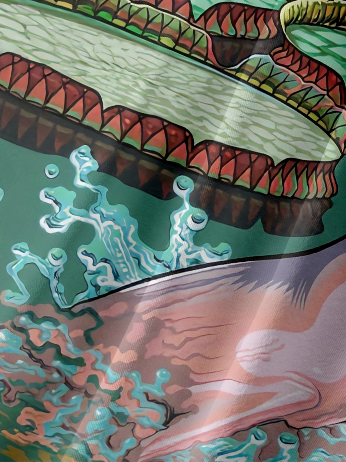 Moisture-wicking Flamingo Pink Dolphin Botanical Art Chest Pocket Hawaiian Shirt