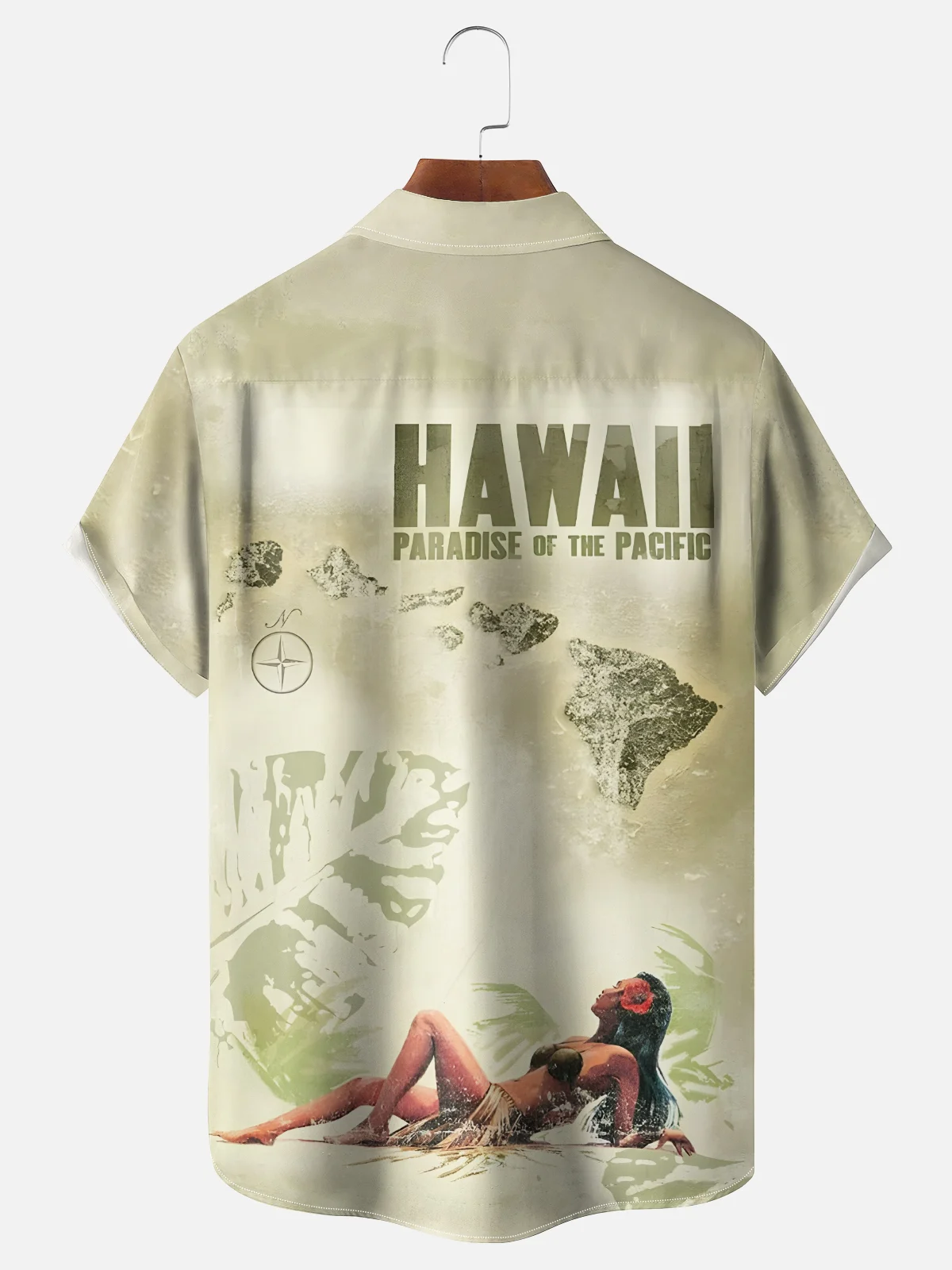 Moisture Wicking Gradient Grass Skirt Beauty Chest Pocket Holiday Shirt