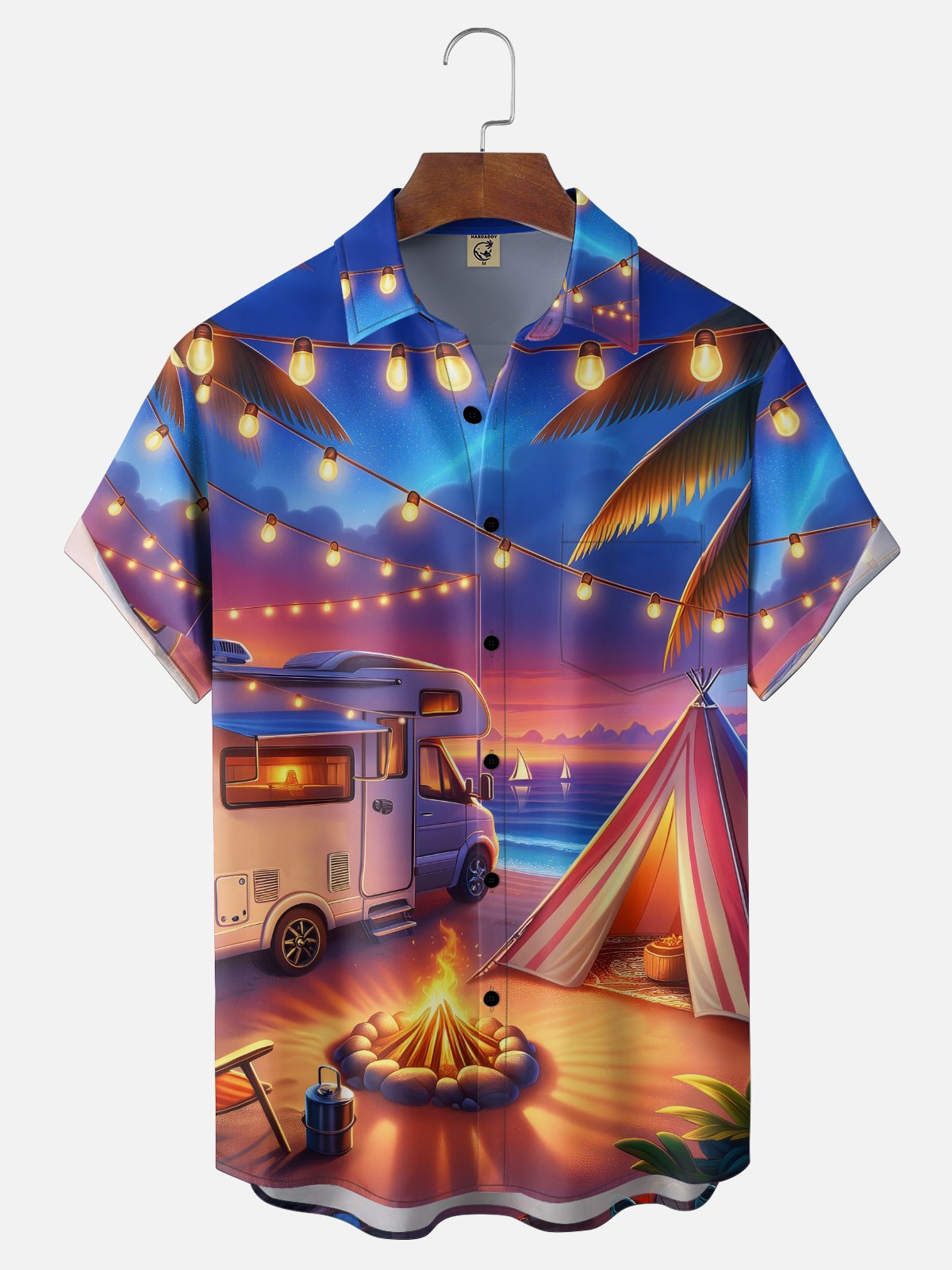 Moisture Wicking Beach Camping RV Campfire Chest Pocket Holiday Shirt