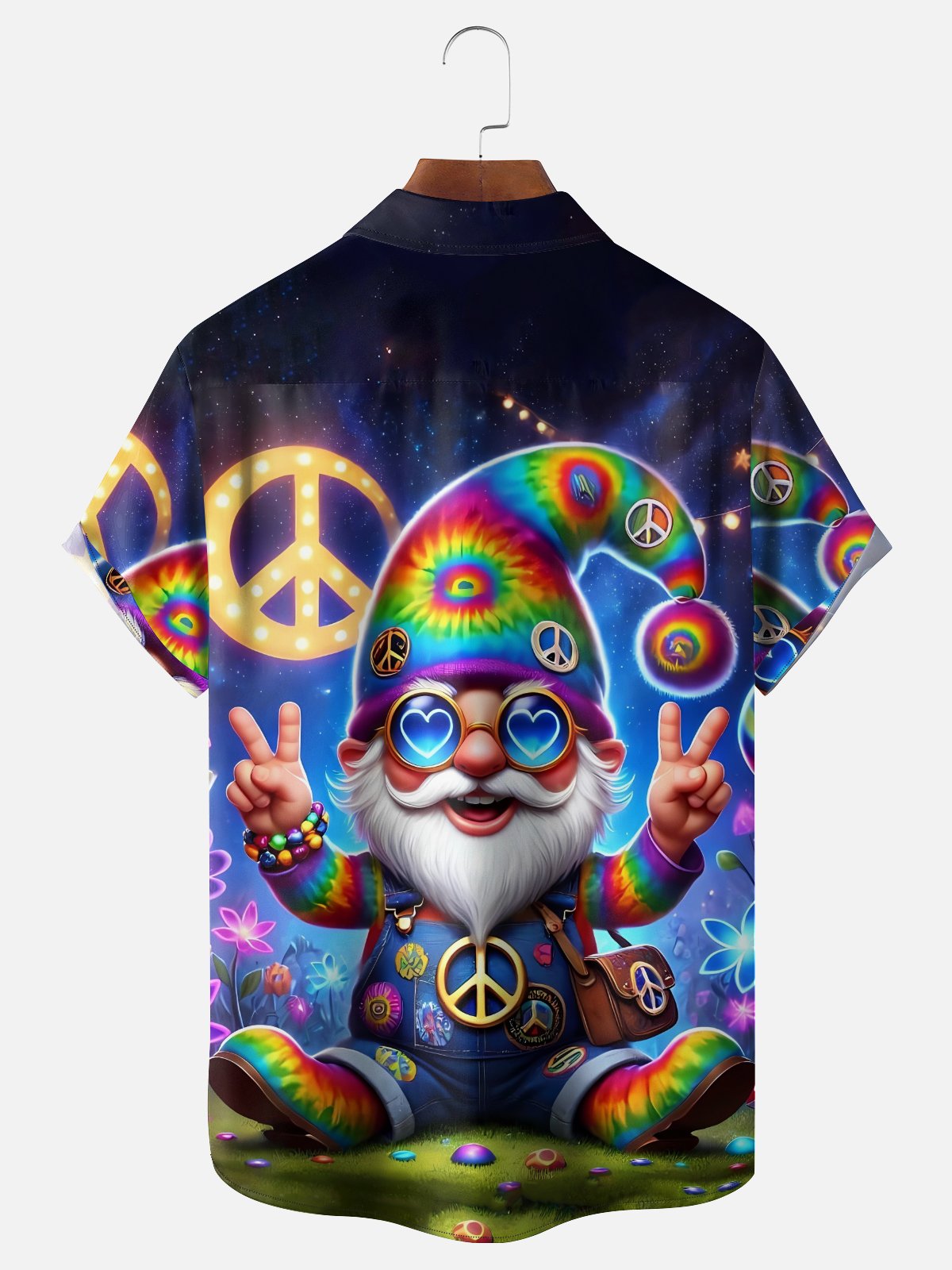 Moisture Wicking Colorful Dizziness Pattern Dwarf Chest Pocket Holiday Shirt