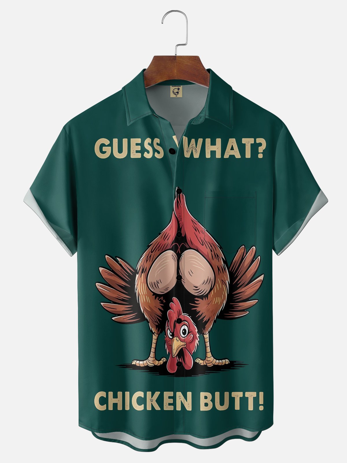 Moisture Wicking humorous And funny  Chicken Butt Chest Pocket Holiday Shirt