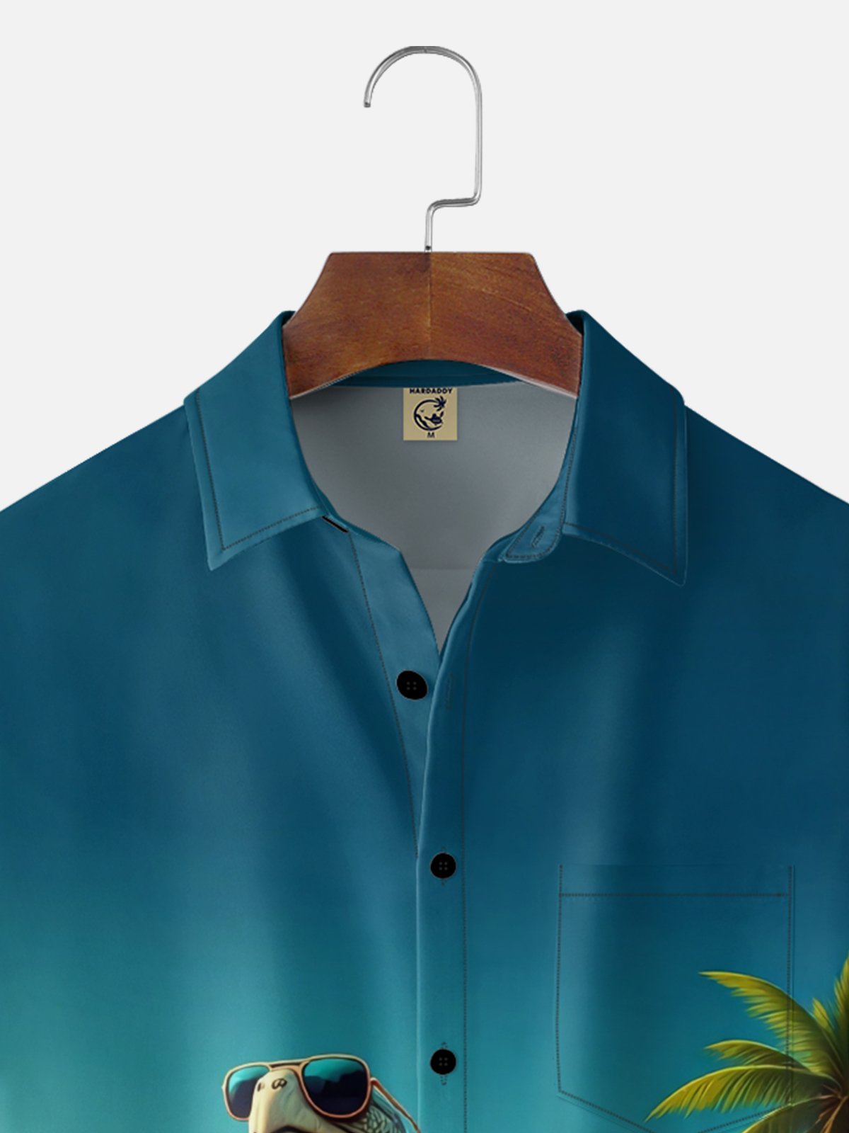 Moisture Wicking Fun Turtle Singing Chest Pocket Holiday Hawaiian Shirt