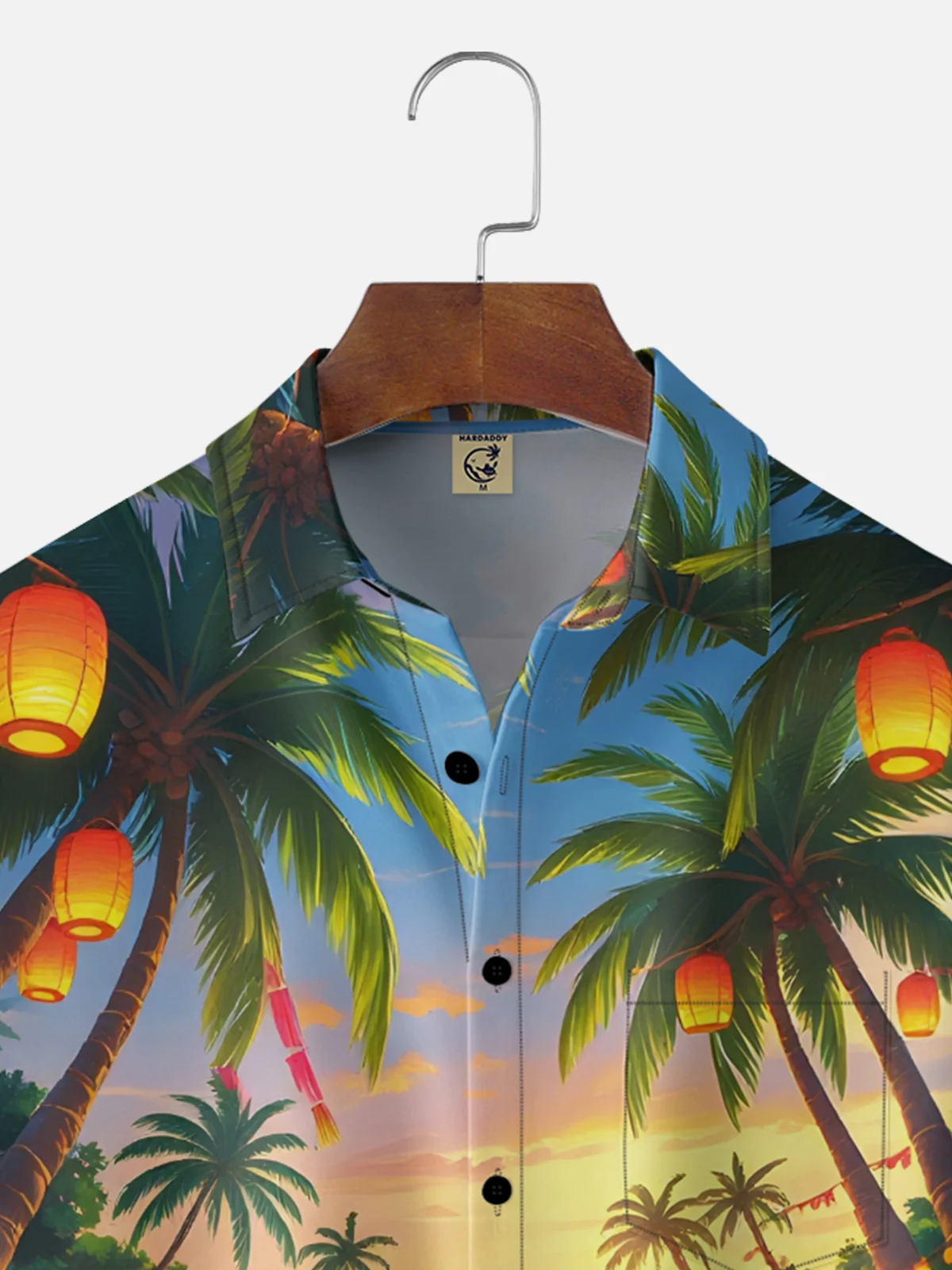 Moisture Wicking Penguins Dancing On The Beach Coconut Trees Chest Pocket Holiday Shirt