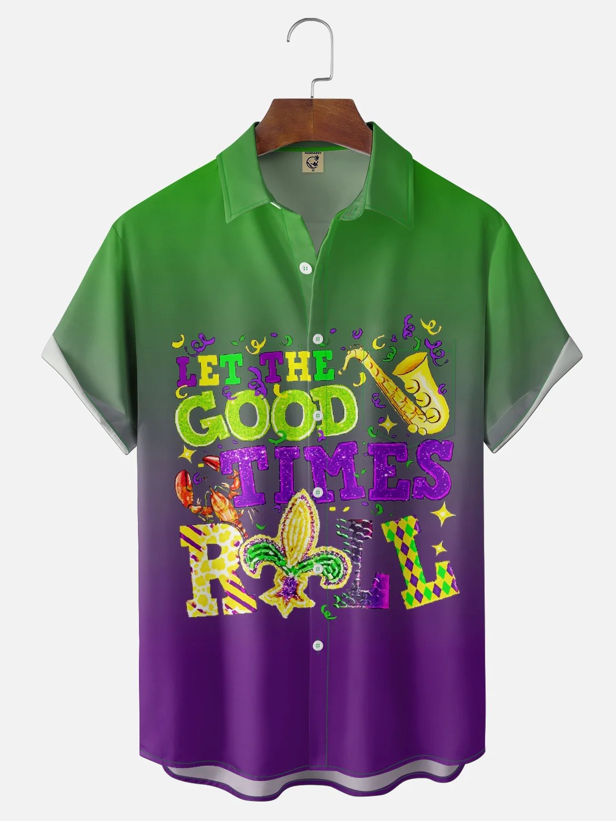 Moisture-wicking Mardi Gras Music Let The Good Times Roll Chest Pocket Casual Shirt