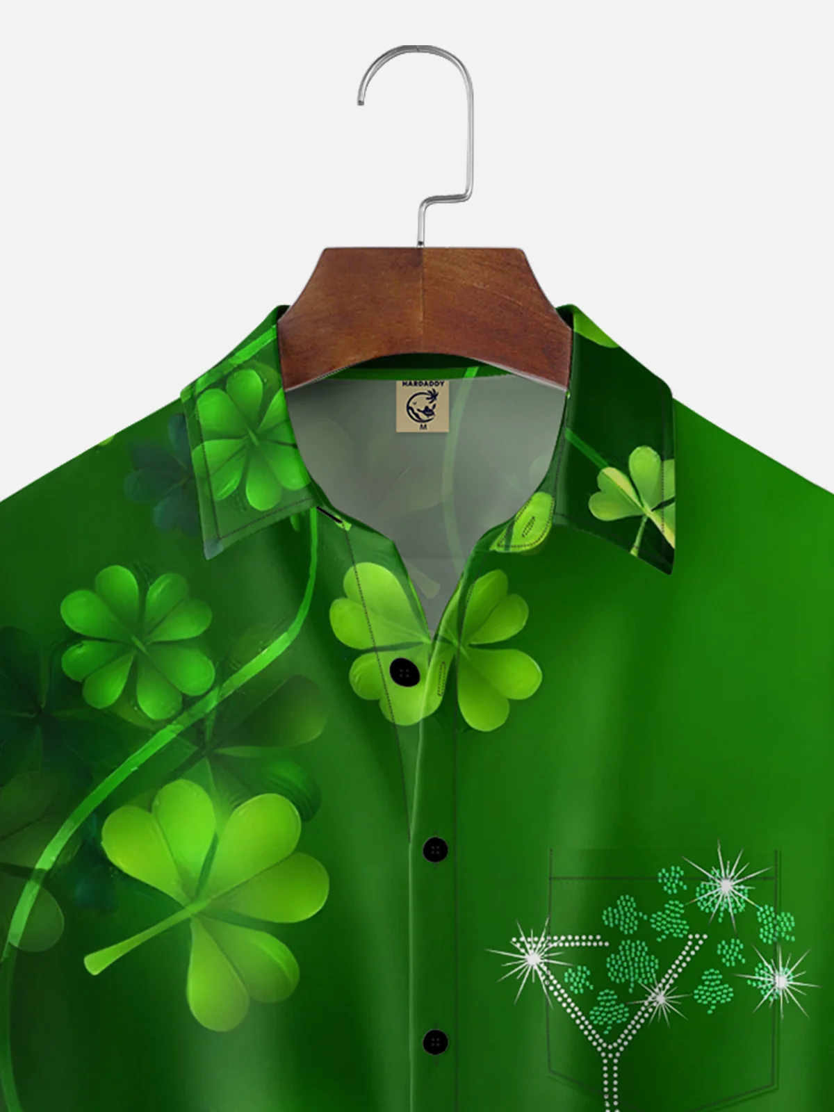 Moisture-wicking Saint Patrick's Day Shamrock Cocktail Chest Pocket Hawaiian Shirt
