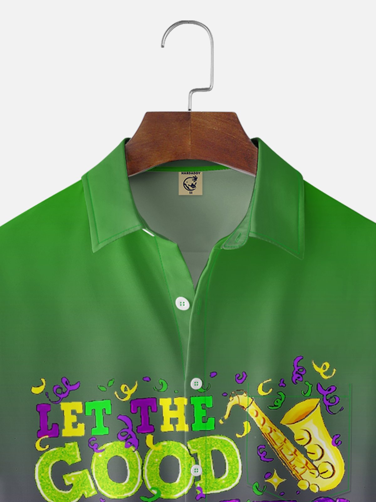 Moisture-wicking Mardi Gras Music Let The Good Times Roll Chest Pocket Casual Shirt