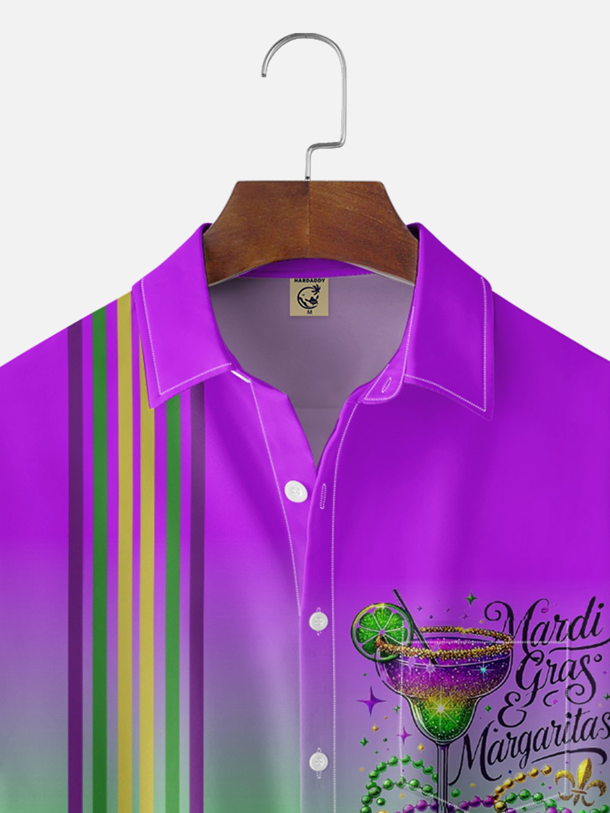 Moisture-wicking Mardi Gras Cocktail Chest Pocket Bowling Shirt