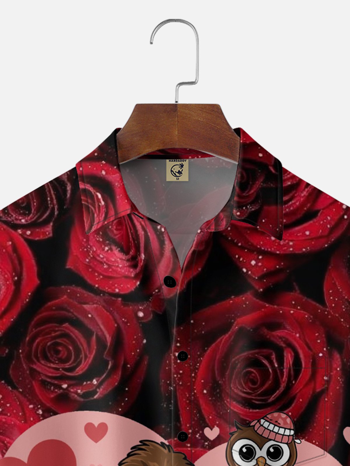 Moisture-wicking Valentine's Day Rose Bigfoot Chest Pocket Hawaiian Shirt