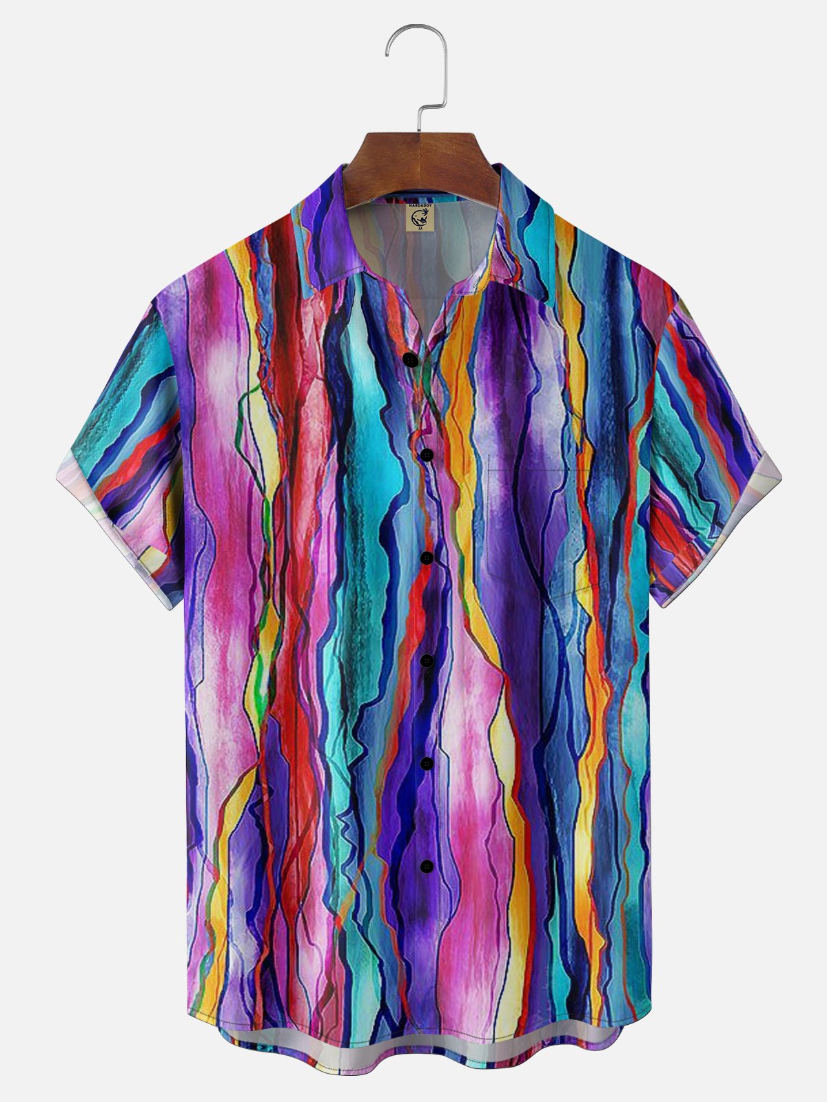 Moisture Wicking Gradient Geometric Abstract Painting Chest Pocket Holiday Shirt