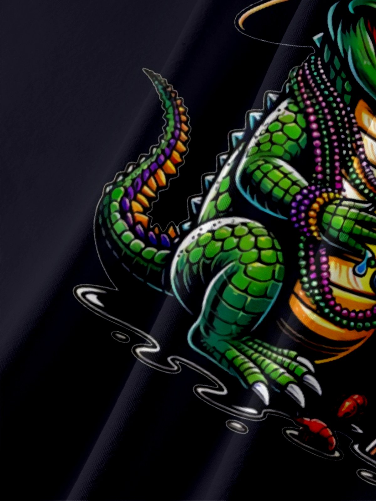 Moisture Wickin Mardi Gras Carnival Crocodile Chest Pocket Holiday Hawaiian Shirt