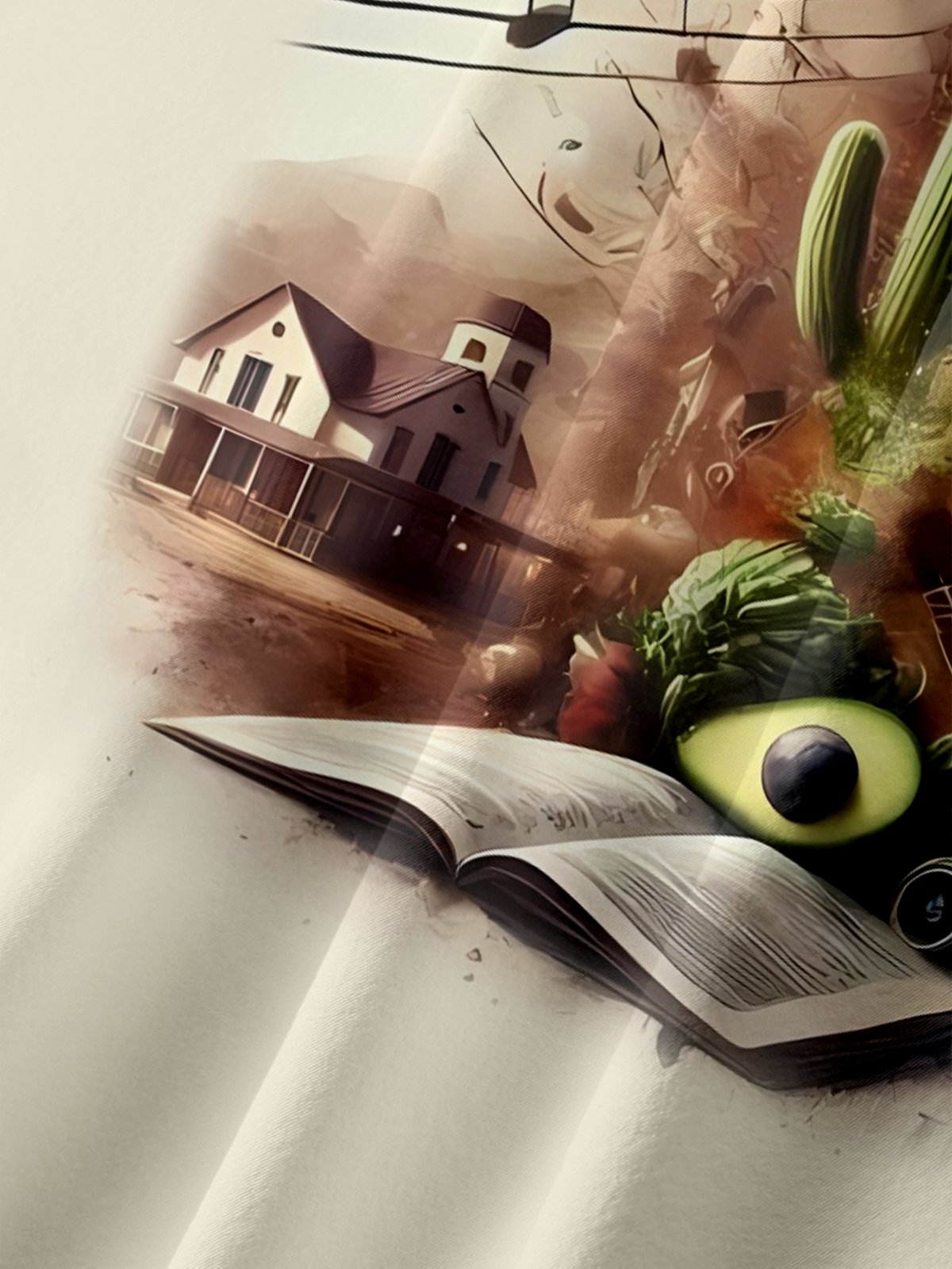 Moisture Wicking Abstract Country Music Guitar Notes Cactus Chest Pocket Holiday Shirt